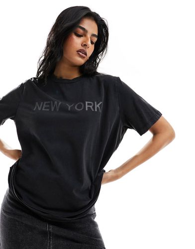 T-shirt oversize à imprimé New York - délavé - Vero Moda - Modalova