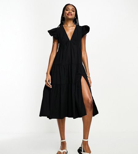 Robe mi-longue avec manches à volants - Vero Moda Tall - Modalova