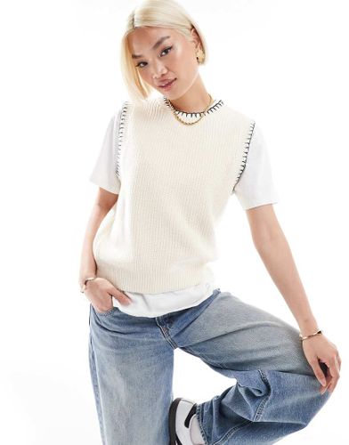 Top sans manches en maille  bordures  coutures contrastantes - Crme - Vero Moda - Modalova