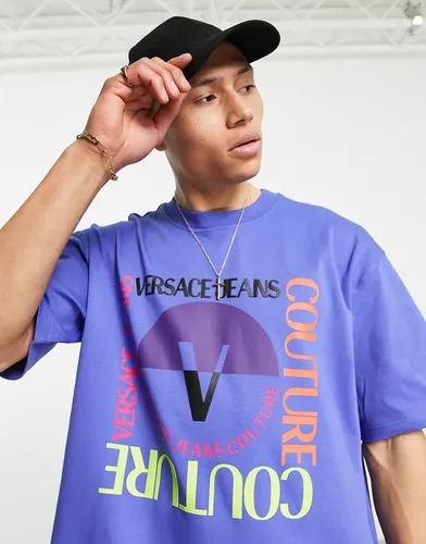 T-shirt oversize avec emblème V carré - Versace Jeans Couture - Modalova