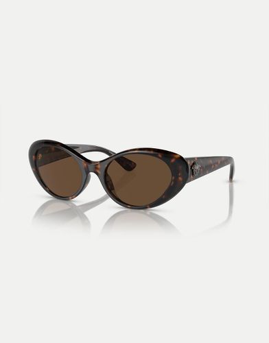 Lunettes de soleil ovales à verres marron - Écaille de tortue - Versace - Modalova