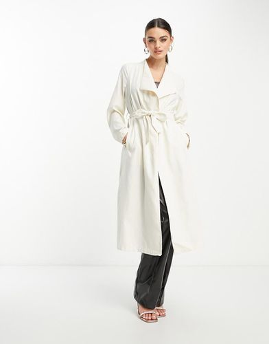 Manteau long effet cascade à ceinture - Crème - Vila - Modalova