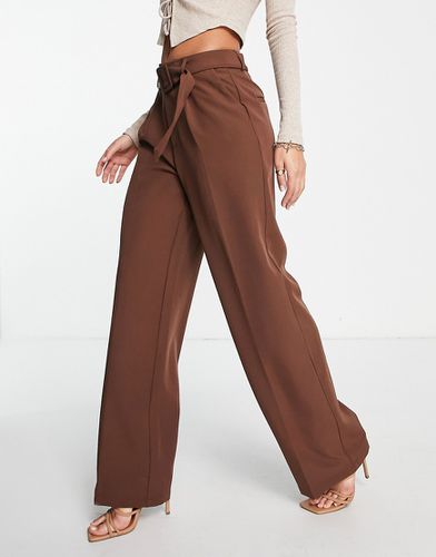 Pantalon de tailleur large avec ceinture - chocolat - Vila - Modalova