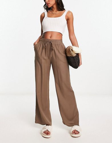 Pantalon large avec liens à la taille - Taupe - Vila - Modalova