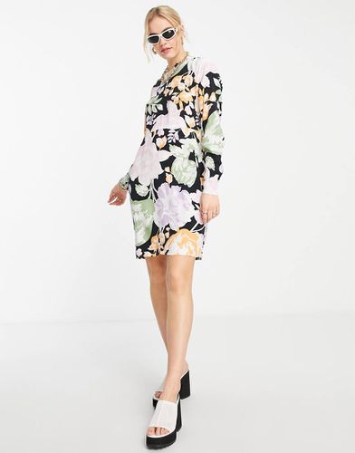 Robe courte à encolure volantée - Fleuri pastel - Vila - Modalova