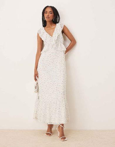 Robe longue volante - Imprim  petites fleurs bleues - Vila - Modalova