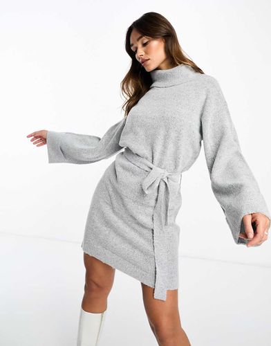 Robe pull courte à col roulé avec lien à nouer à la taille - clair - Vila - Modalova