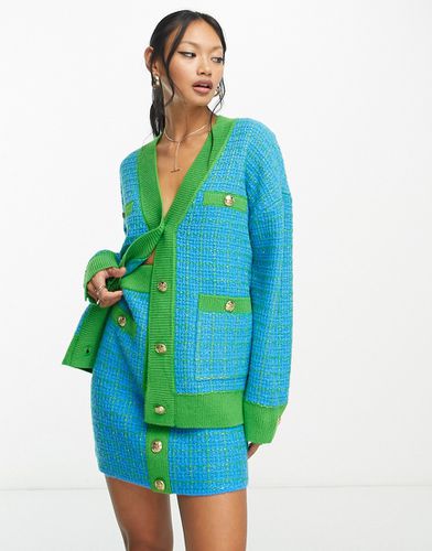 Mini-jupe boutonnée en bouclé à carreaux - /vert - Y.A.S - Modalova