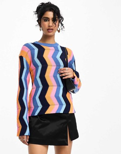 Pull en maille ajourée à motif zigzag - Y.a.s - Modalova