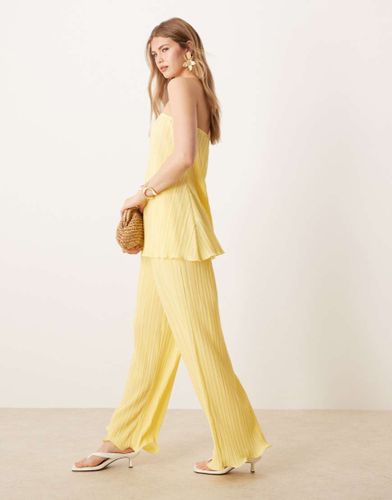 Pantalon large pliss d'ensemble avec ourlet roulott - vanille - Yas - Modalova