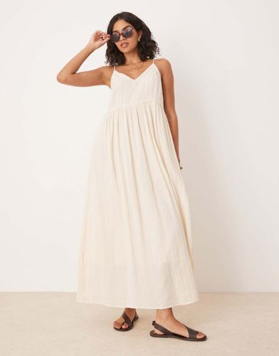 Robe mi-longue style bohme festival  fines bretelles et finitions en maille au crochet - Crme - Yas - Modalova