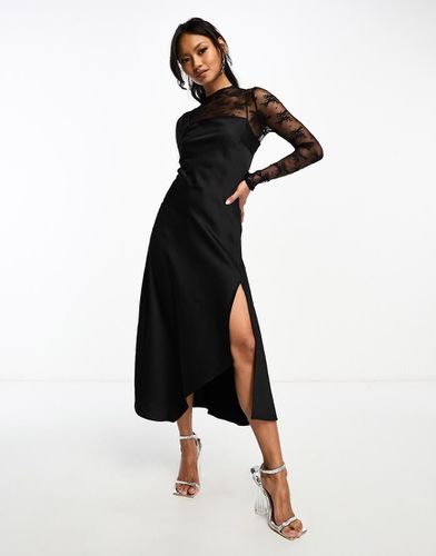 YAS - Robe nuisette 2-en-1 en satin avec top en dentelle à col montant - Y.a.s - Modalova