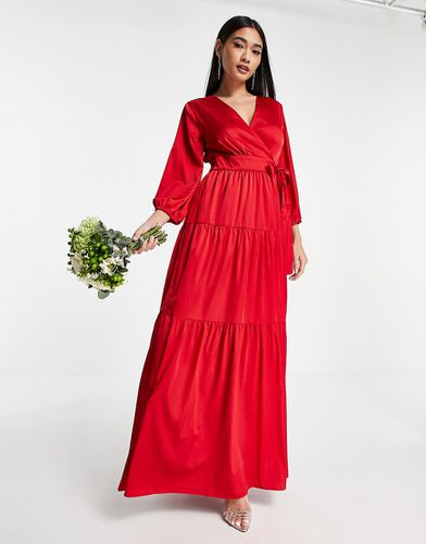 Robe portefeuille longue pour demoiselle d'honneur avec dos ouvert - Rouge - Y.a.s - Modalova
