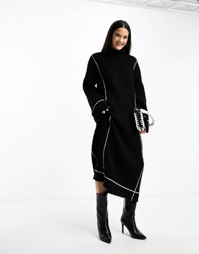 Robe pull mi-longue en maille à col montant et coutures contrastantes - Yas - Modalova