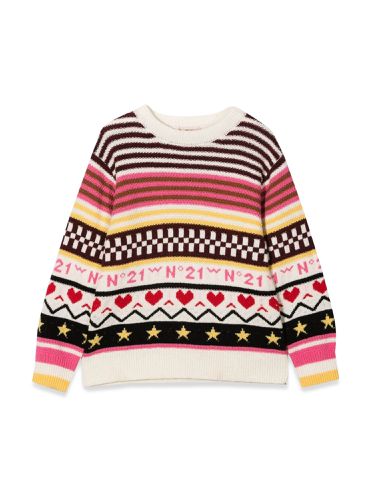 Jacquard pattern allover crewneck sweater - n°21 - Modalova