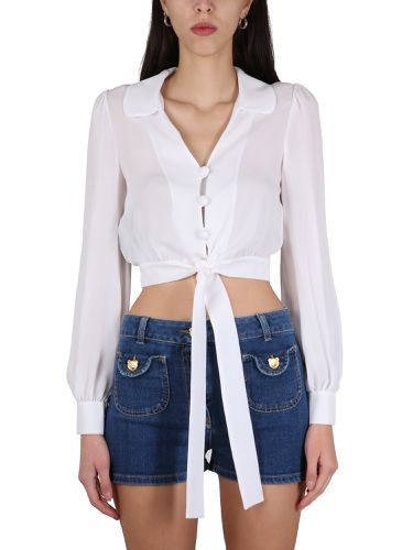 Moschino silk cropped blouse - moschino - Modalova
