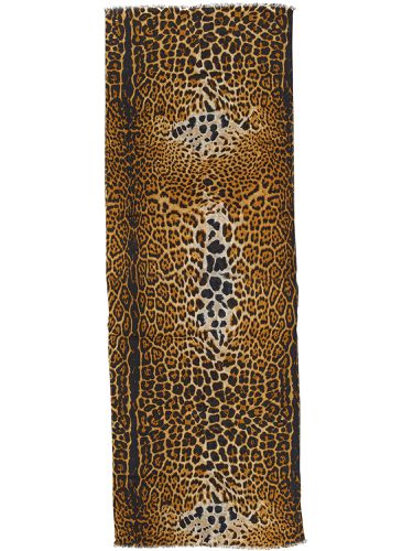 Scarf with leopard pattern - saint laurent - Modalova