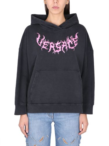 Versace hooded sweatshirt with logo - versace - Modalova