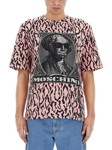 T-shirt with logo embroidery - moschino - Modalova