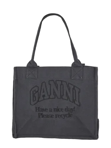 Ganni large tote bag with logo - ganni - Modalova