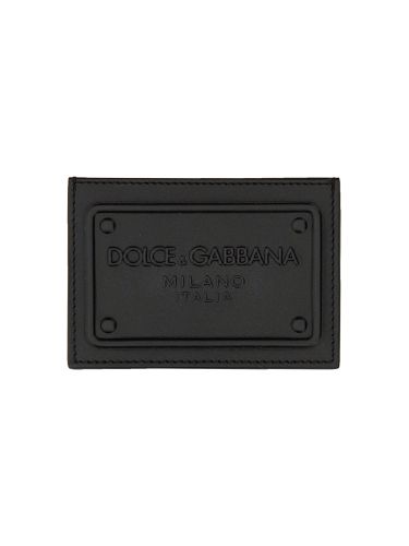 Leather card holder with logo - dolce & gabbana - Modalova