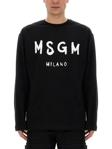 Msgm t-shirt with brushed logo - msgm - Modalova