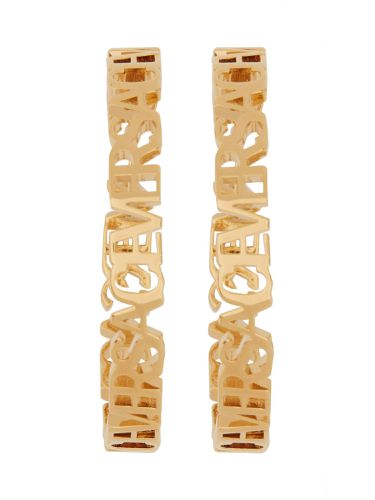 Versace logo hoop earrings - versace - Modalova