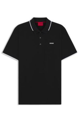 Polo Slim en coton stretch avec finitions contrastantes - HUGO - Modalova