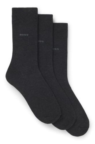 Lot de trois paires de chaussettes mi-mollet en maille stretch - Boss - Modalova