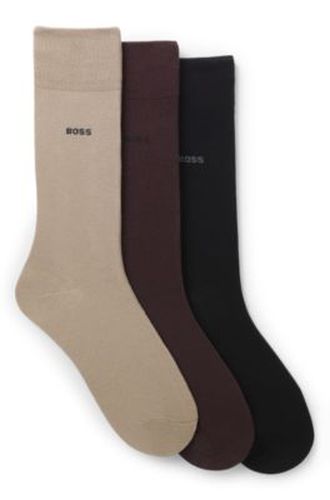 Lot de trois paires de chaussettes mi-mollet en maille stretch - Boss - Modalova