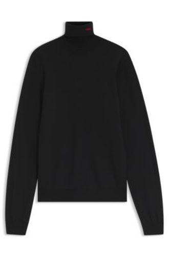 Pull à col roulé en laine mérinos avec logo brodé - HUGO - Modalova