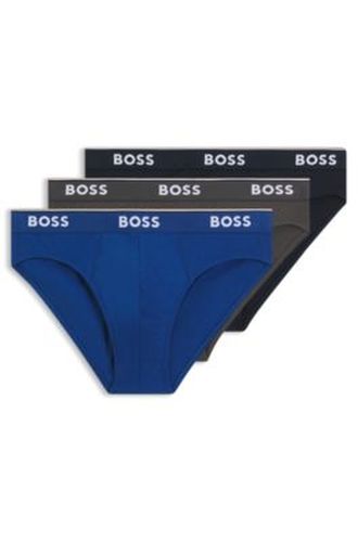 Lot de trois slips en coton stretch avec logo à la taille - Boss - Modalova