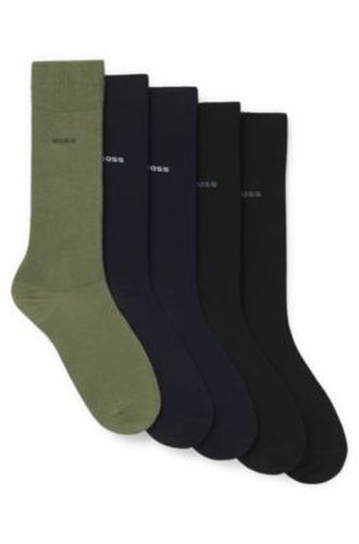 Lot de cinq paires de chaussettes mi-mollet en coton mélangé - Boss - Modalova