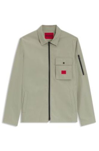 Surchemise zippée en toile de coton mélangé avec étiquette logo - HUGO - Modalova