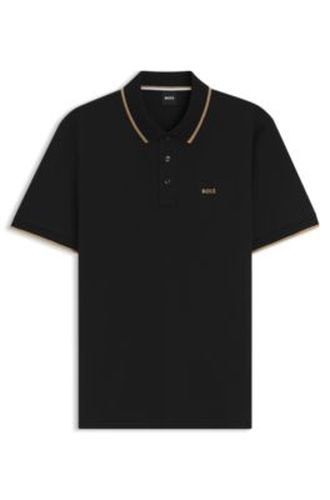 Polo en piqué de coton avec liserés contrastants - Boss - Modalova