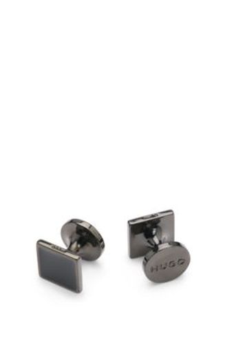 Boutons de manchette carrés avec insert en émail et logo - HUGO - Modalova