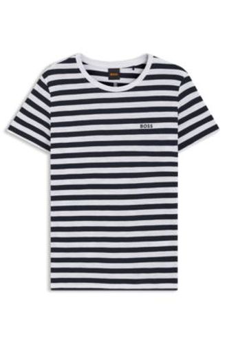 T-shirt en coton flammé à rayures horizontales - Boss - Modalova