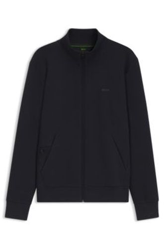 Sweat zippé en coton stretch à logo imprimé - Boss - Modalova