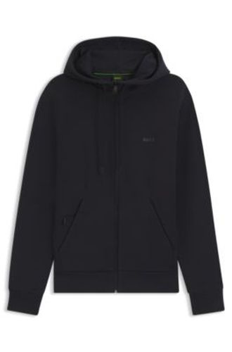 Sweat à capuche zippé en coton stretch avec logo imprimé - Boss - Modalova