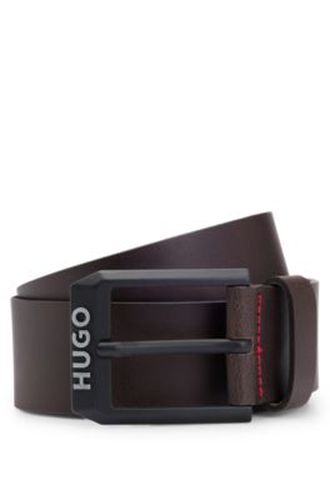 Ceinture en cuir avec boucle noir mat à logo - HUGO - Modalova