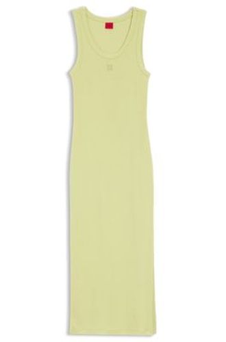 Robe midi en jersey de coton mélangé à logo revisité - HUGO - Modalova