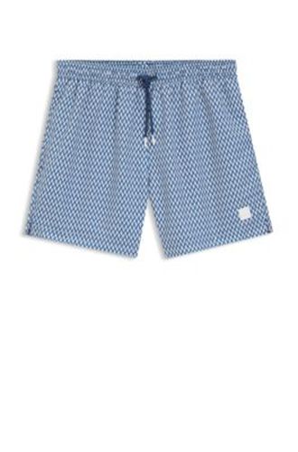 Short de bain à micro-imprimé et badge logoté - Boss - Modalova