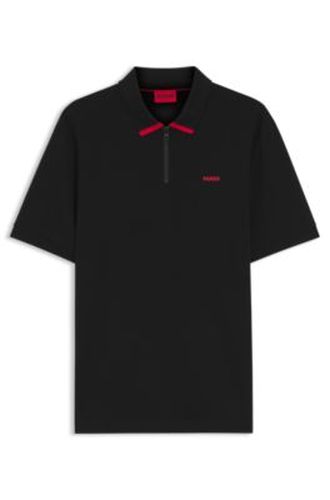Polo en piqué de coton à encolure zippée - HUGO - Modalova