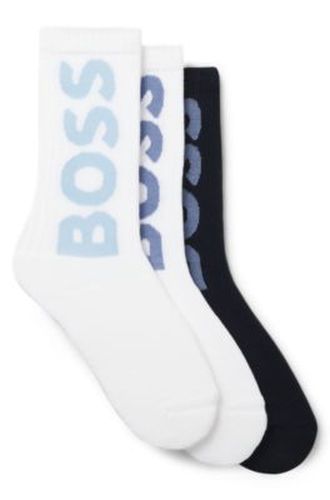 Lot de trois paires de chaussettes courtes à grands logos - Boss - Modalova