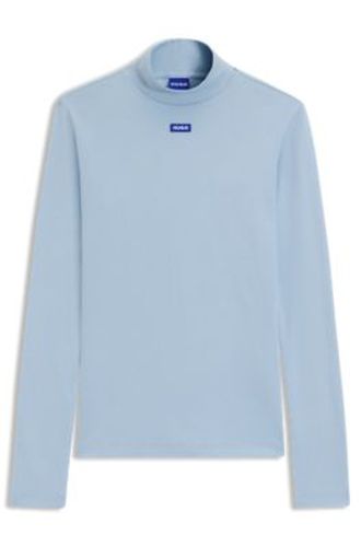 Top à col montant en coton stretch avec étiquette logotée - HUGO - Modalova