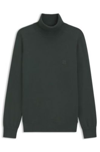 Pull à col roulé en coton et cachemire avec patch logoté - Boss - Modalova