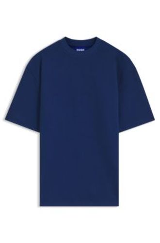 T-shirt en jersey de coton avec patch logoté bleu - HUGO - Modalova