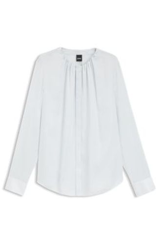 Chemisier Regular sans col en soie stretch - Boss - Modalova