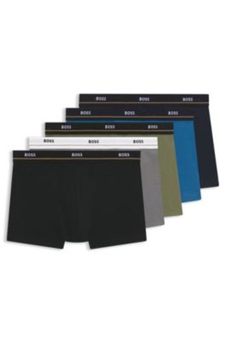 Lot de cinq boxers courts en coton stretch avec taille logotée - Boss - Modalova