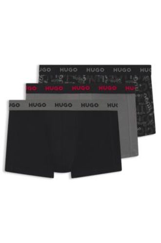 Lot de trois boxers courts en coton stretch avec taille logotée - HUGO - Modalova